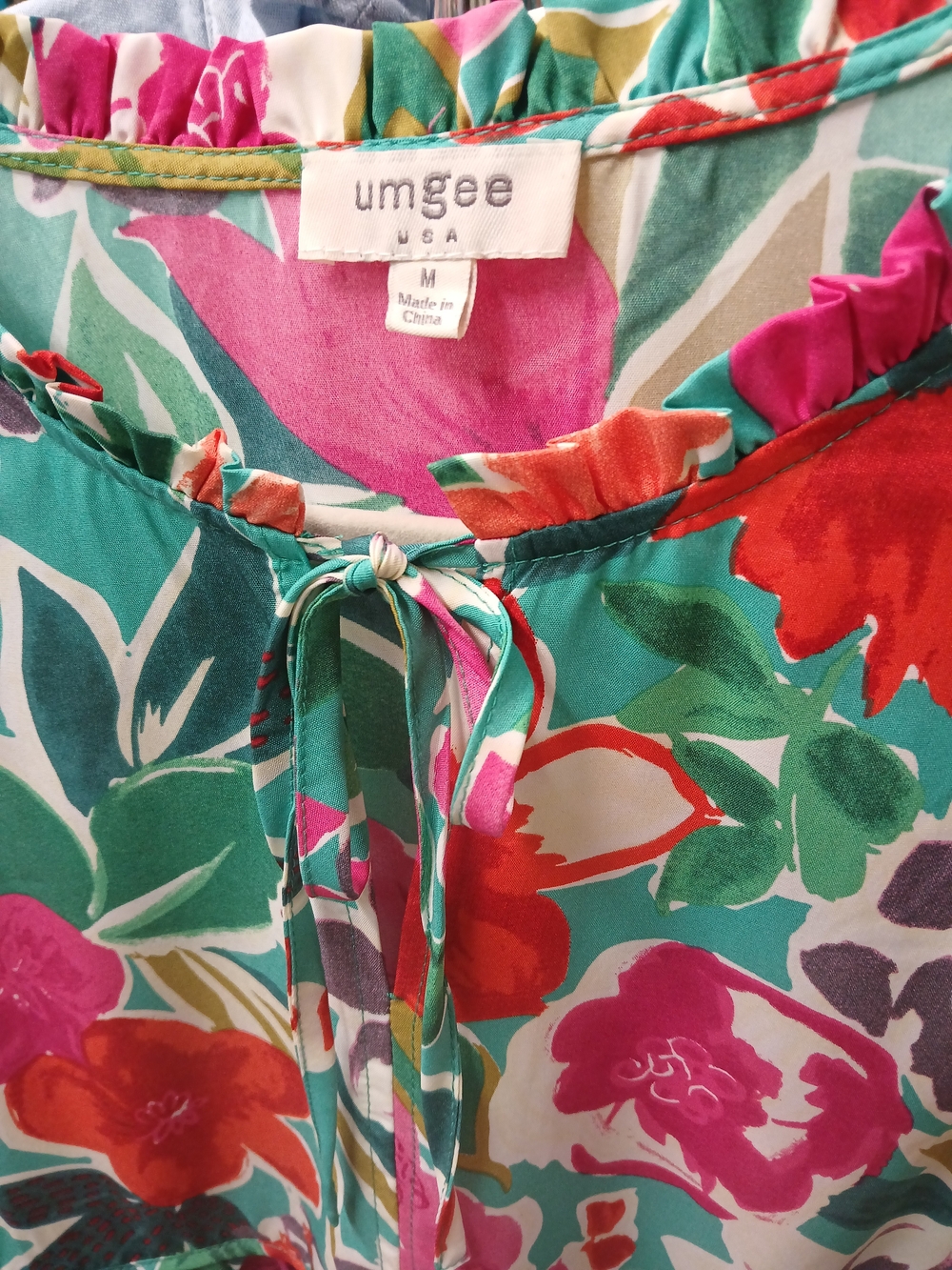 Umgee Teal Floral Tie-Front Midi Dress - Picture 4 of 8